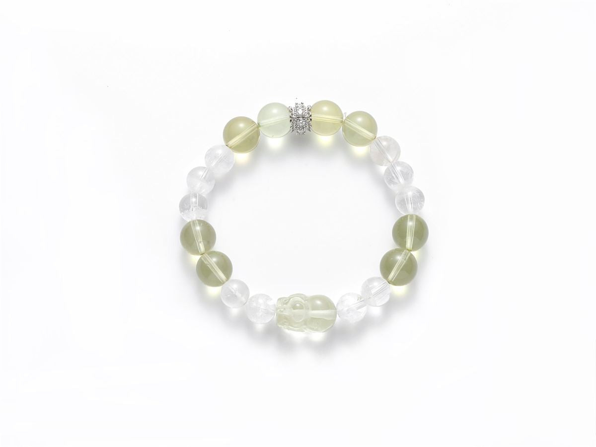 Natural Snow Phantom & Lemon Quartz Bracelet with Pixiu Crystal — product image 2