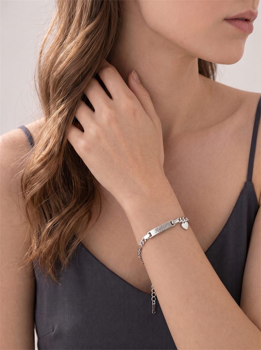 Always in My Heart Silver ID Bracelet | Personalized Anniversary Gift — product image 1