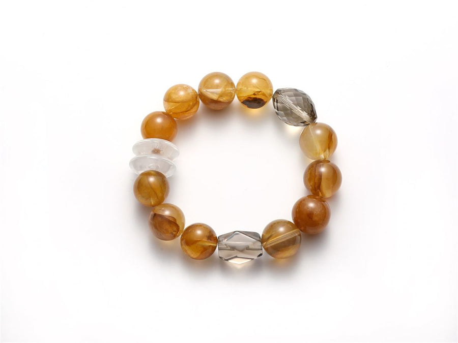 Attract Wealth, Stay Grounded-Yellow Hematite &Smoky quartz Bracelet — product image 1