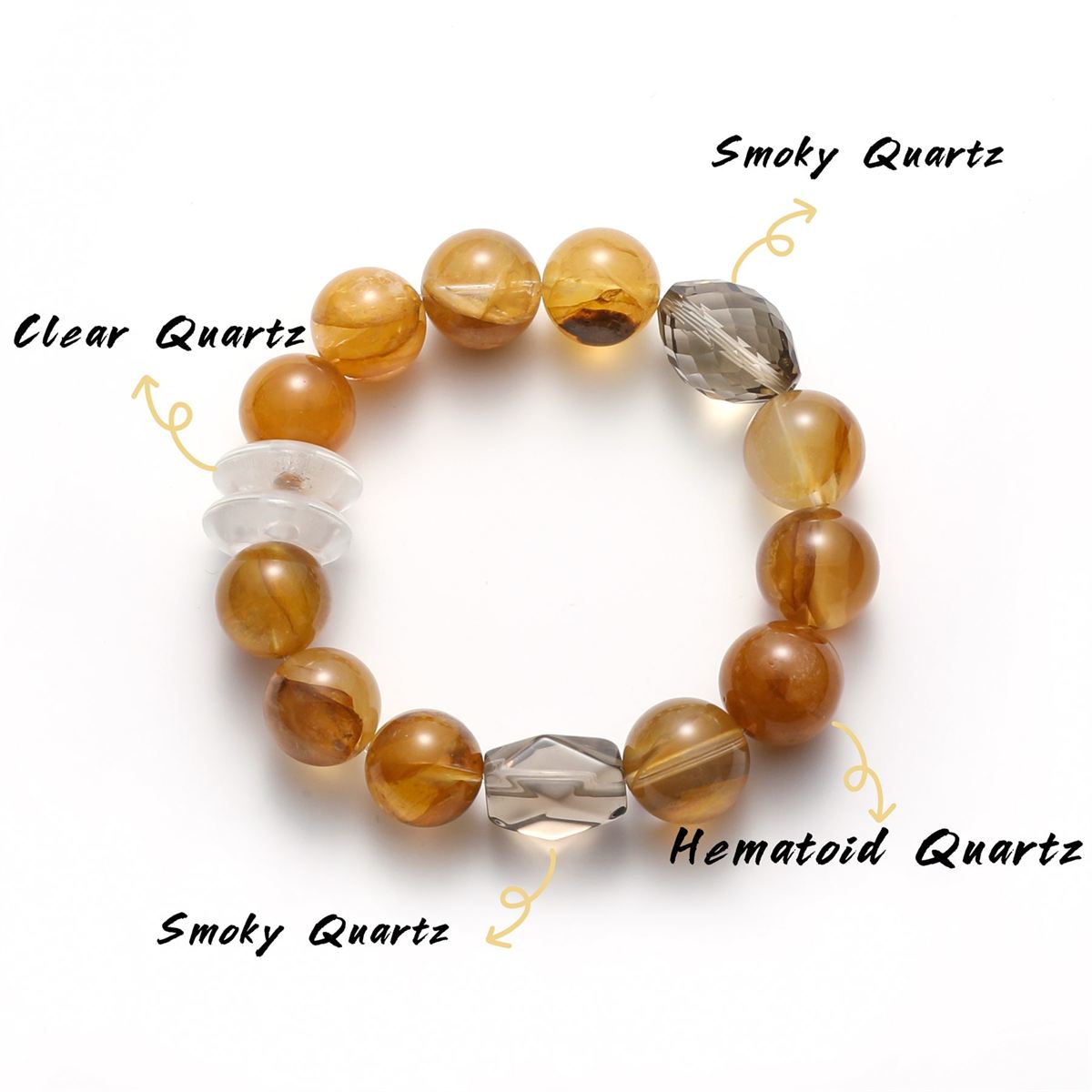 Attract Wealth, Stay Grounded-Yellow Hematite &Smoky quartz Bracelet — product image 2