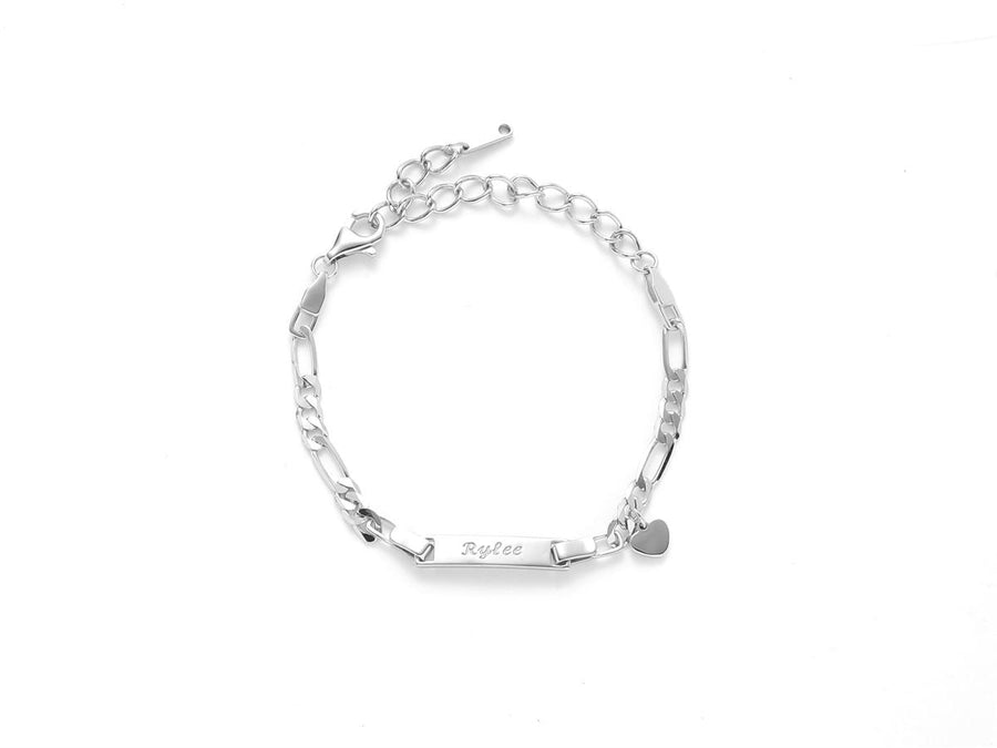 Figaro Chain Baby/Children's Engraved ID Bracelet - Sterling Silver — product image 2