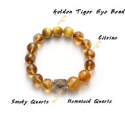 Golden Tiger’s Eye, Yellow Hematoid & Yellow Citrine Bracelet with Free-Form Smoky Quartz — product image 3