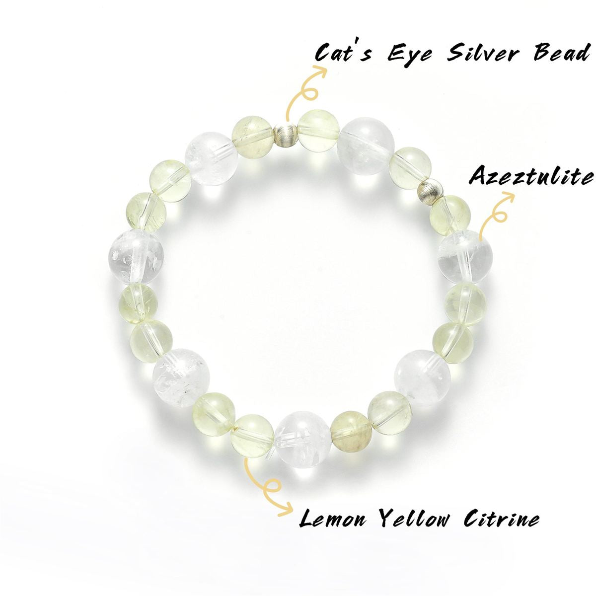 Kids’ Natural Clear Azeztulite & Lemon Yellow Quartz Bracelet — product image 3