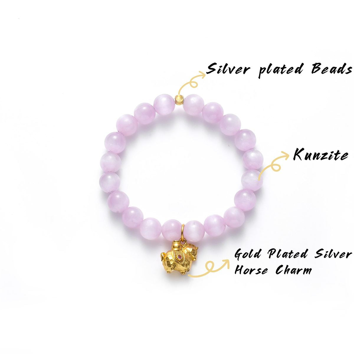 Kunzite Baby Bracelet with Horse Pendant – Year of the Horse 2026 Newborn Gift — product image 3