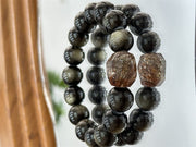 Natural Black Obsidian Bracelet with Raw Black Gold Super Seven Crystal — product image 1