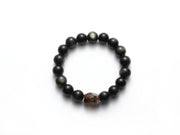 Natural Black Obsidian Bracelet with Raw Black Gold Super Seven Crystal — product image 2