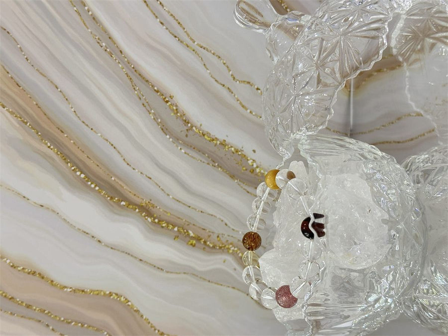 Natural Clear Quartz Bracelet with 5 Power Accent Beads — product image 1