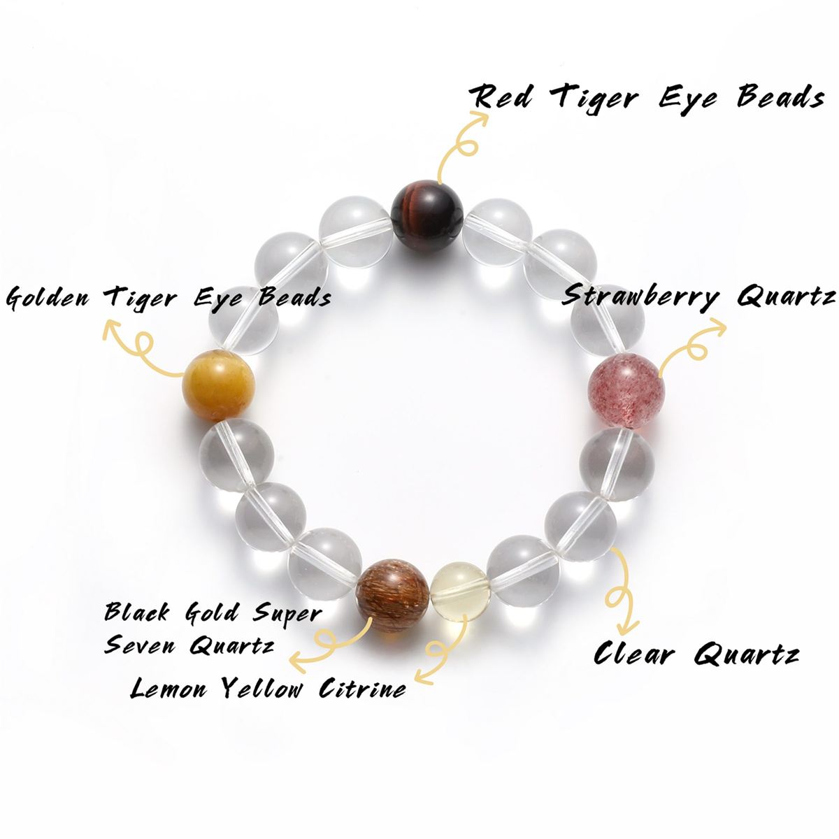 Natural Clear Quartz Bracelet with 5 Power Accent Beads — product image 3