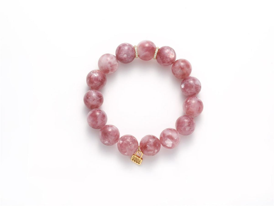 Natural Pink Amethyst Bracelet with Heart-Inset Lock Pendant — product image 2