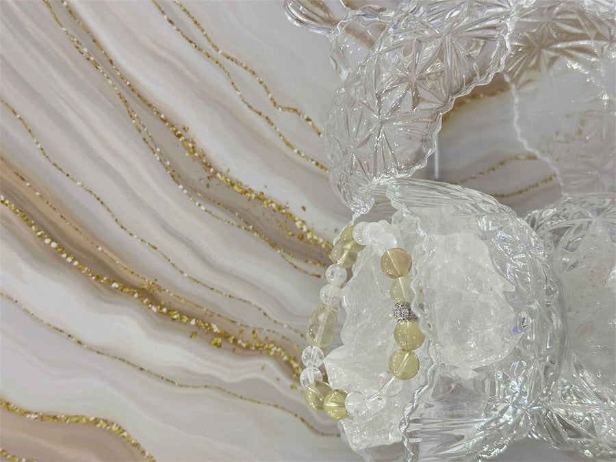 Natural Snow Phantom & Lemon Quartz Bracelet with Pixiu Crystal — product image 1