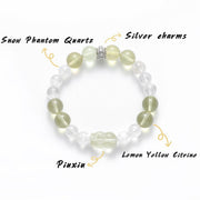 Natural Snow Phantom & Lemon Quartz Bracelet with Pixiu Crystal — product image 4
