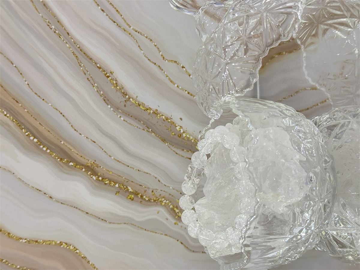 Natural White Azeztulite Bracelet with Square White Quartz — product image 1