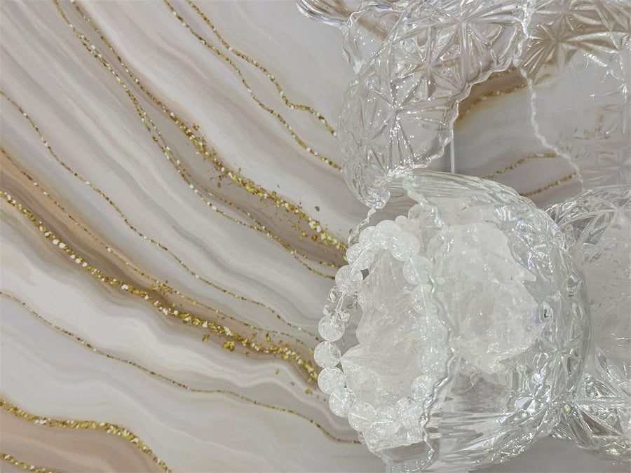 Natural White Azeztulite Bracelet with Square White Quartz — product image 1