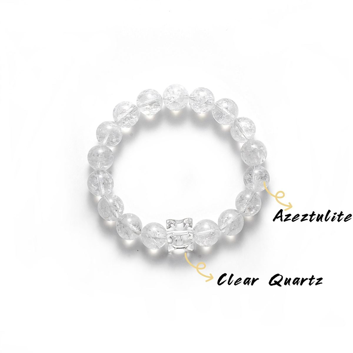 Natural White Azeztulite Bracelet with Square White Quartz — product image 3