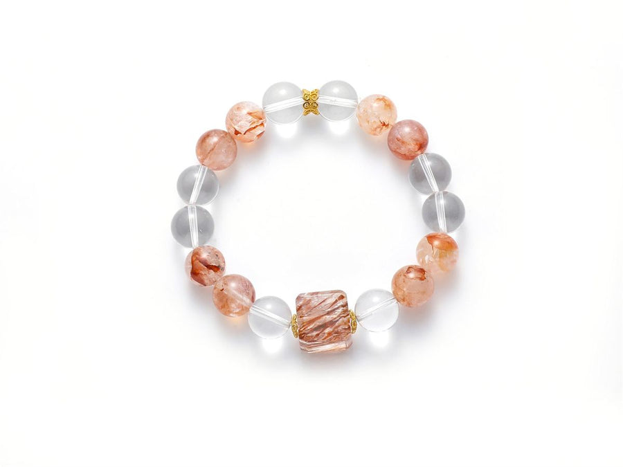 Orange-Red Hematoid Quartz & White Quartz Bracelet — product image 2