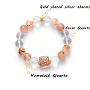 Orange-Red Hematoid Quartz & White Quartz Bracelet — product image 3