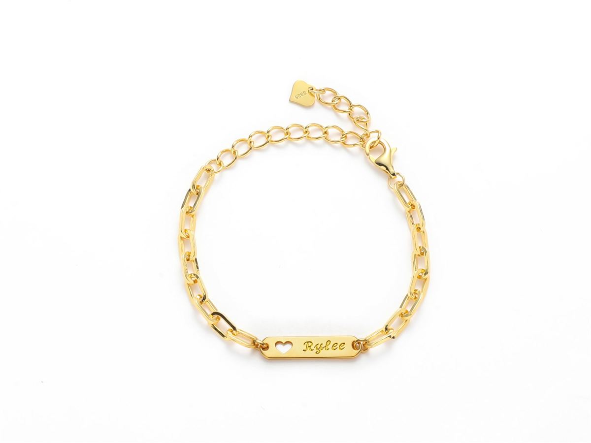 Paperclip Chain Engraved ID Bracelet for Child-Sterling Silver — product image 2
