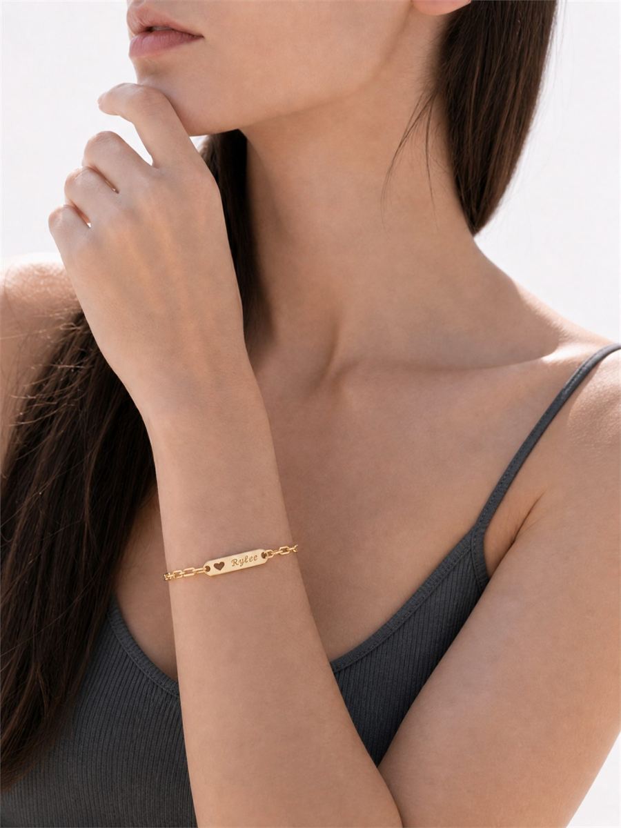 Paperclip chain ID Bracelet in Silver | Personalized Anniversary Gift — product image 1