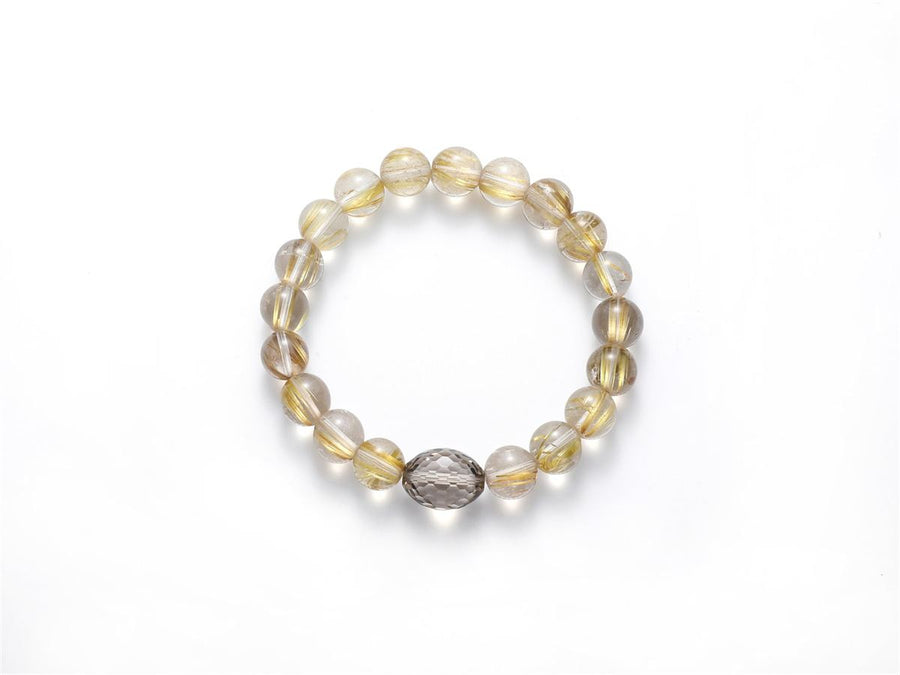 Rutilated Quartz Bracelet with Oval Smoky Quartz — product image 2