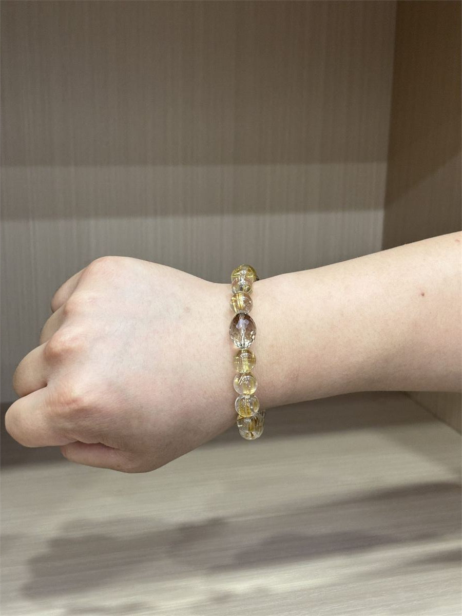 Rutilated Quartz Bracelet with Oval Smoky Quartz — product image 3