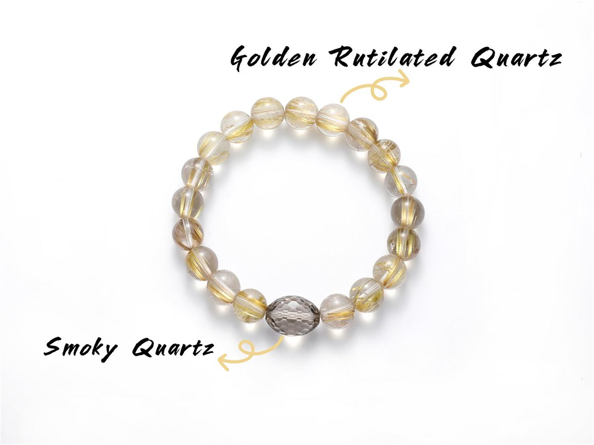 Rutilated Quartz Bracelet with Oval Smoky Quartz — product image 4