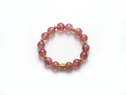 Strawberry Quartz Bracelet with Silver & Zirconia Spacer Charms — product image 2